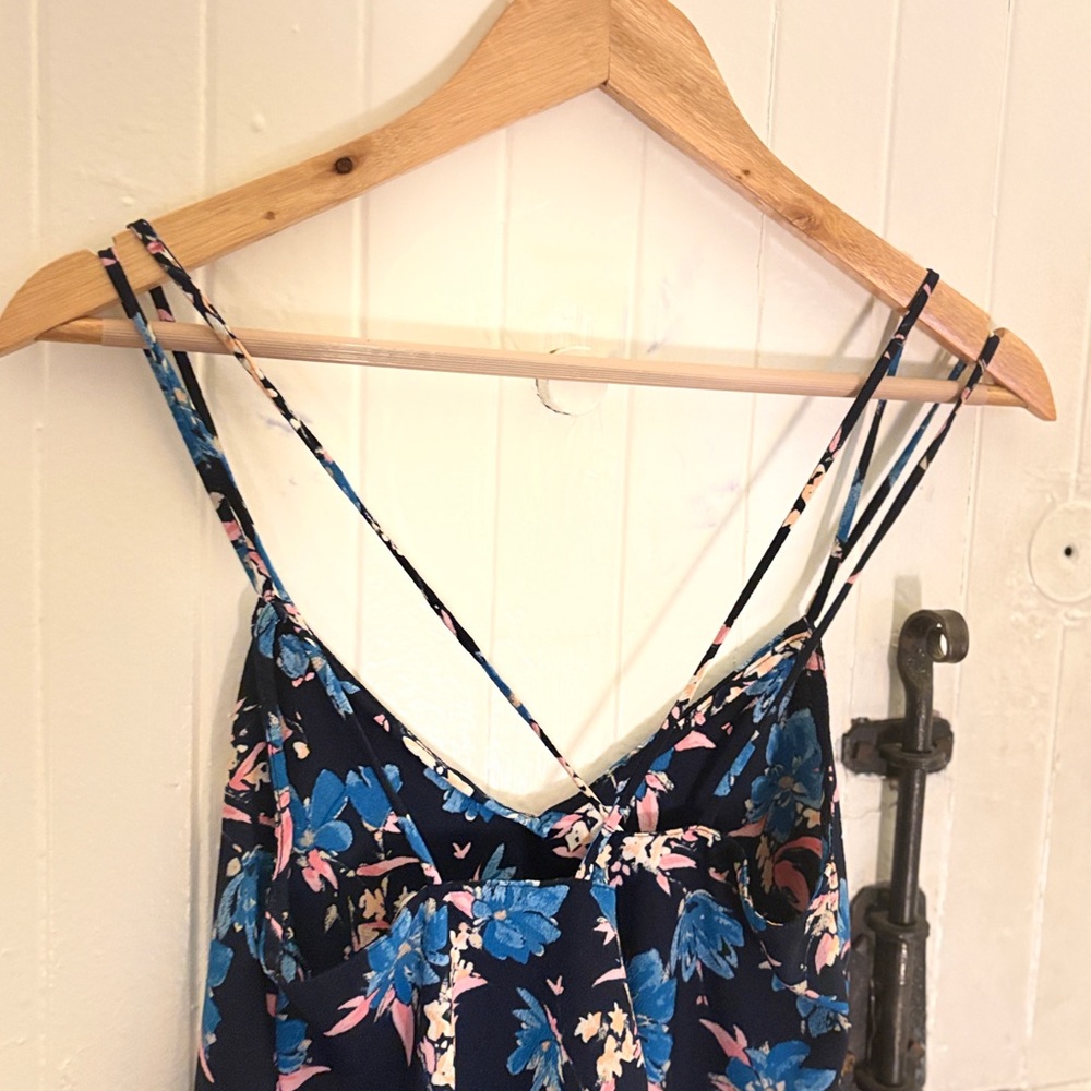 ZARA Strappy Back Blue Floral Cami Mini Dress - Size Small - Picture 2 of 4